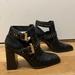 Zara Shoes | Black Studded Zara Heeled Cutout Boots With Buckles And Croc Texture | Color: Black | Size: 8