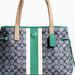 Coach Bags | Coach Striped Satchel Carryall Tote 3 Compartments | Color: Blue/Green | Size: Os