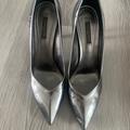 Louis Vuitton Shoes | Authentic Louis Vuitton Chrome Leather Monogram High Heel 7.5 Us | Color: Silver | Size: 7.5