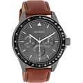 Oozoo Timepieces Men's Watch | Men's Watch with Leather Strap | High-Quality Watch for Men | Elegant Analogue Men's Watch in Round, Brown/dark grey, groß, Strap.