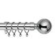 28mm Extendable Plain Ball Polished Chrome Metal Curtain Pole Set With Finials Rings & Fittings (180cm-340cm)