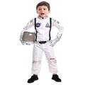 Spooktacular Creations Kids Halloween Unisex Stripes Astronaut Costume, Pilot Jumpsuit With Astronaut Helmet, Silver, Toddler (3-4 yrs)