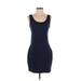 Express Casual Dress - Sheath Scoop Neck Sleeveless: Blue Print Dresses - Women's Size Small