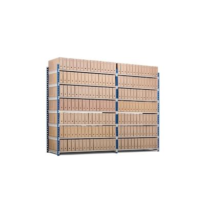 PROREGAL Aktenregal MAXIMUS Doppelseitig HxBxT 200x125x68cm, 5 Ebenen, offener Fachboden, bis zu 150 Archivordnern, Lichtblau/Lichtgrau Image