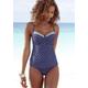Bügel-Tankini-Top LASCANA "Monri", Damen, Gr. 44, Cup B, bunt (blau, gelb, bedruckt), Recycling-Polyamid, bedruckt, gepunktet, Bikini-Oberteile, mit kontrastfarbenem Detail