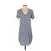 H&M Casual Dress - Shift V Neck Short sleeves: Blue Dresses - Women's Size 0