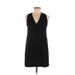 Banana Republic Casual Dress - Shift Plunge Sleeveless: Black Print Dresses - Women's Size 4