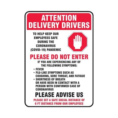 Accuform Signs MTKC516VS "Attention Delivery Drivers" Safety Sign - 14" x 10", Adhesive Vinyl, Red