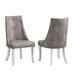 Rosdorf Park Jeaz Tufted Dining Chair Wood/Upholstered/Fabric in Gray/White | 31.5 H x 22.5 W x 23 D in | Wayfair 64AA64F6CE75407AB6D0BE4866A102EF