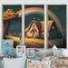 August Grove® Cozy Country Cottage Under The Rainbow III - 3 Piece Wrapped Canvas Print Canvas, Cotton in White | 28 H x 36 W x 1 D in | Wayfair