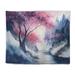 Millwood Pines Polyester Winter Beauty landscape in Pink Magenta & Blue II Tapestry Metal in Gray/Pink | 32 H x 39 W in | Wayfair