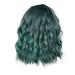 zttd style gradient green shoulder length short curly ladies high temperature silk wig hair cover for festival party 35cm / 14inches