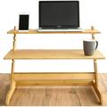 Crew & Axel Standing Desk Converter 100% Natural Bamboo Adjustable Sit Stand Riser Workstation for Desktop or Laptop Dual Monitor Stand - Home or Office Use (19â€� High 26â€� Wide)