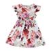 Girls Dresses Ruffle Trim Dress Print Leopard Flower Leaf Pattern Crew Neck A Line Flare Casual Party Dress Baby Girl Clothes