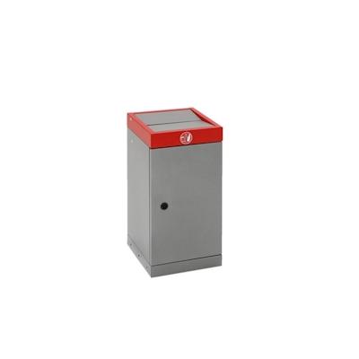 PROREGAL Abfallsammler, Abfallbehälter mit nach unten öffnendem Doppel-Schwingdeckel, 30L, HxBxT 60x30x30cm, Feuer- & Geruchshemmend, Grau/Rot Image