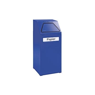 PROREGAL Abfallsammler, Stahleinsatz & selbstschließender Einwurfklappe, 65L, HxBxT 97x40x38cm, Feuer- & Geruchshemmend, Enzianblau, Wertstoffsamler Image