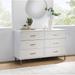 Contemporary Style 6-Drawer Dresser, Metal Legs, Faux Crocodile Skin Pattern