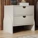 Retro Style Rubber Wood Structure Two-Drawer Sidetable Dresser
