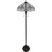 HomeRoots 62" Brown Two Light Traditional Shaped Floor Lamp With White Stained Glass Bowl Shade - 18