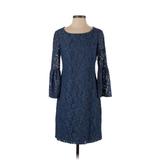 Nine West Casual Dress: Blue Damask Dresses - Women's Size 4