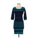 Max Studio Casual Dress - Bodycon: Blue Stripes Dresses - Women's Size X-Small