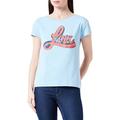 Love Moschino Women's Boxy fit Short-Sleeved with Love Sky Water Print T-Shirt, Light Blue, 44