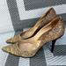 Michael Kors Shoes | Michael Kors Black And Gold Faux Snakeskin Leather Pumps Size 10. | Color: Black/Gold | Size: 10
