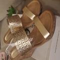 Giani Bernini Shoes | Giani Bernani Pryiaoro Gold Cork Wedge Sandals Nib | Color: Gold | Size: 8.5