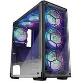 MUSETEX Phantom Black ATX Mid Tower Desktop Computer Gaming Case USB 3.0 Ports Tempered Glass Windows with 120mm LED RGB Fans Pre-Installed (907W6)