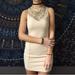 Free People Dresses | Free People Mesh Beaded Nude Body-Con Mini Dress Xs | Color: Gold | Size: Xs