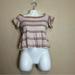 American Eagle Outfitters Tops | American Eagle Short Sleeve Multicolor Striped Crop Top Blouse Size Large | Color: Blue/Cream | Size: L