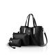 NICOLE & DORIS Fashion Women Handbags 3 Pcs Set Bag Large Capacity Tote Bag Crossbody bag Simple Clutch bags Ladies Purse Shoulder bags Black