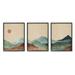 Stupell Abstract Mountains Landscape Moon Landscape Painting Black Framed Art Print Wall Art Set of 3