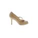 Saks Fifth Avenue Heels: Pumps Stilleto Cocktail Party Tan Print Shoes - Women's Size 6 1/2 - Closed Toe