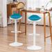 George Oliver Jiacheng Swivel Adjustable Height Bar Stools Teddy Fabic Counter Stools Modern Pub Stool Plastic/Acrylic/Metal in White/Blue | Wayfair