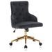 Willa Arlo™ Interiors Baylor Ergonomic Velvet Task Chair 23.62" W Nailhead Office Chair Aluminum/Upholstered in Gray/Yellow/Brown | Wayfair