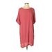 Madewell Casual Dress - Shift Crew Neck Short sleeves: Pink Print Dresses - Women's Size 2X-Small