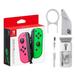 Pre-Owned Joy-Con (L/R) Wireless Controllers for Nintendo Switch - Neon Pink/Neon Green With Cleaning Electric kit Bolt Axtion Bundle c (Refurbished: Like New)