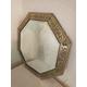 Vintage Brass Octagonal Bevelled Wall Mirror - Hand Made Repousse Embossed - Heavy Wooden Back