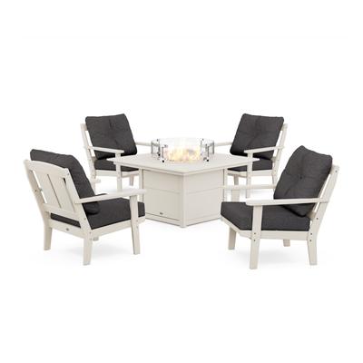 POLYWOOD Mission 5-Piece Deep Seating Set with Fire Pit Table