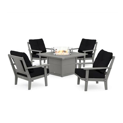 POLYWOOD Prairie 5-Piece Deep Seating Set with Fire Pit Table