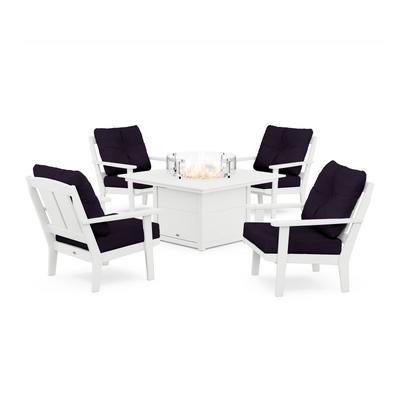 POLYWOOD Mission 5-Piece Deep Seating Set with Fire Pit Table