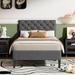 Twin Size Upholstered Linen Platform Bed with Headboard