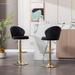 Set of 2 Bar Stools with Chrome Footrest and Base Swivel Height Adjustable Mechanical Lifting Velvet