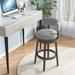 Gymax Upholstered Swivel Bar Stool Wooden Bar Height Kitchen Chair w/