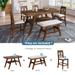 6-Piece Counter Height Dining Table Set with Storage Shelf, Rustic Style Kitchen Table Set with 4 Upholstered Chairs & Bench