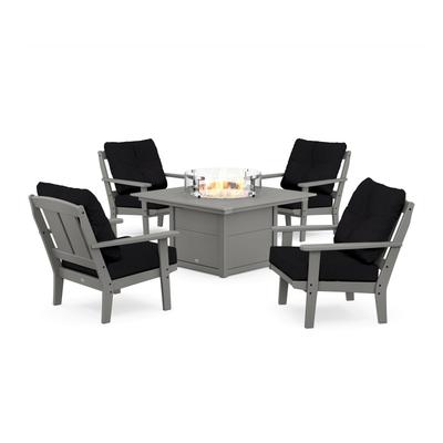 POLYWOOD Mission 5-Piece Deep Seating Set with Fire Pit Table