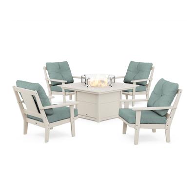 POLYWOOD Prairie 5-Piece Deep Seating Set with Fire Pit Table