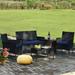 Gymax 4PCS Outdoor Furniture Set Patio Rattan Conversation Set w/ Navy