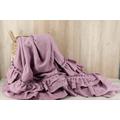 Linen Duvet Cover With Triple Ruffles. Ruffle Edge Bedding in Mauve Color